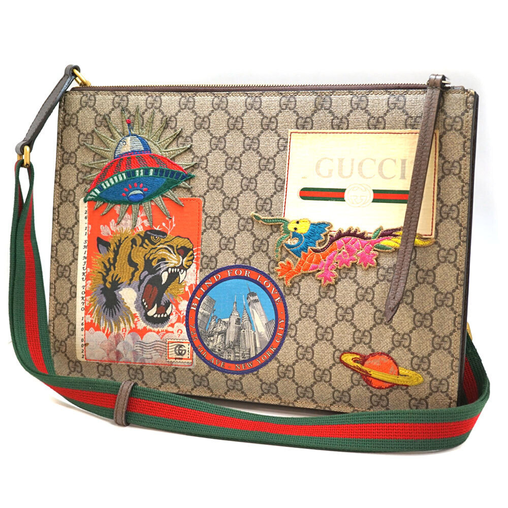 GUCCI Courier Messenger Bag Crossbody Patchwork GG Sherry Handbag